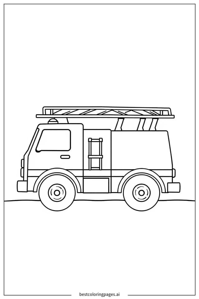 Desenhos de Forma Simples de Caminhão de Bombeiros para Colorir