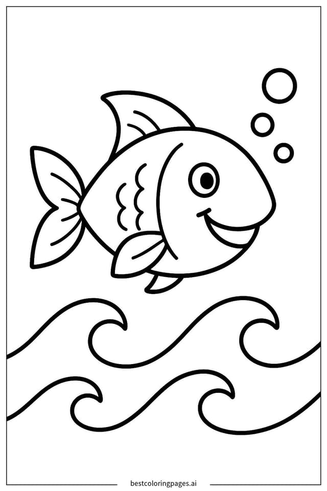 Disegni di Contorno Semplice di Pesce da Colorare
