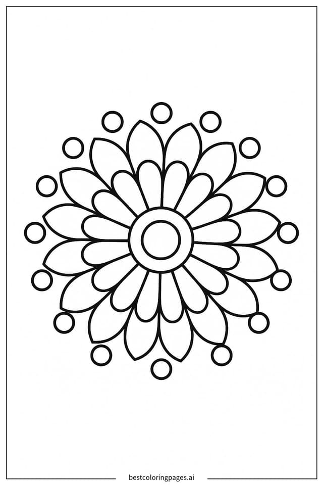 Simple Floral Mandala Coloring Page