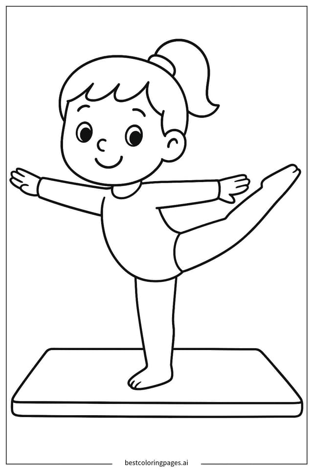Charming Gymnastics Pose Coloring Page