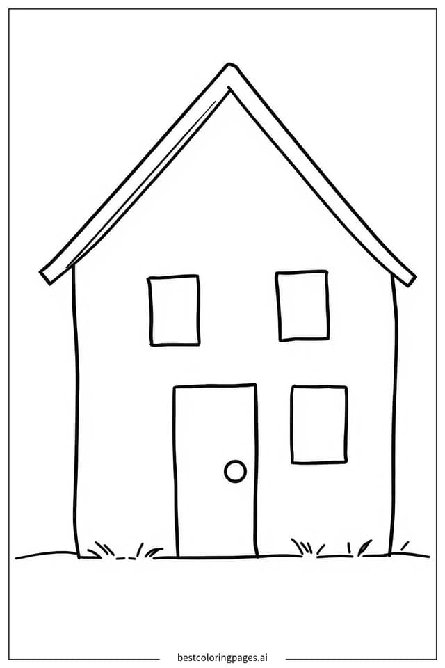 Desenhos de Contorno Simples de Casa para Colorir