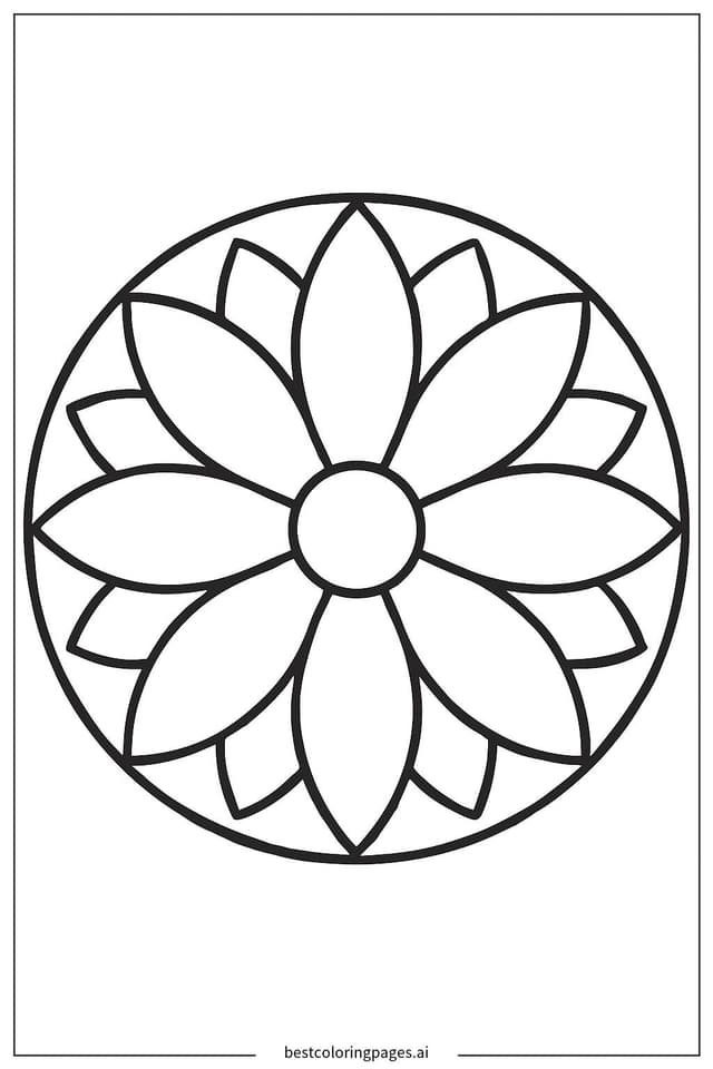 Simple Mandala Circle Coloring Page