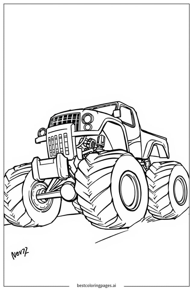 Einfacher Monstertruck in Aktion Ausmalbilder