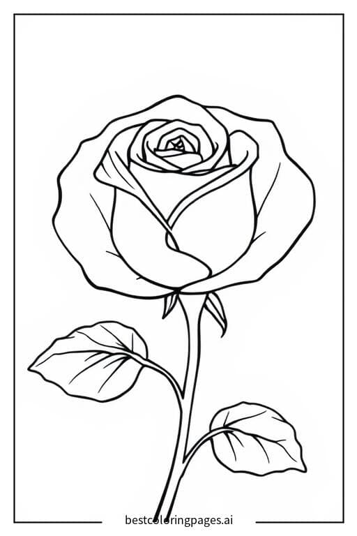 Coloriage Dessin simple de ligne de rose