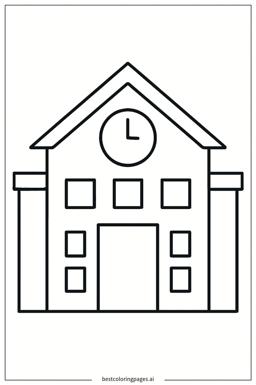 Charming School Building Coloring Page