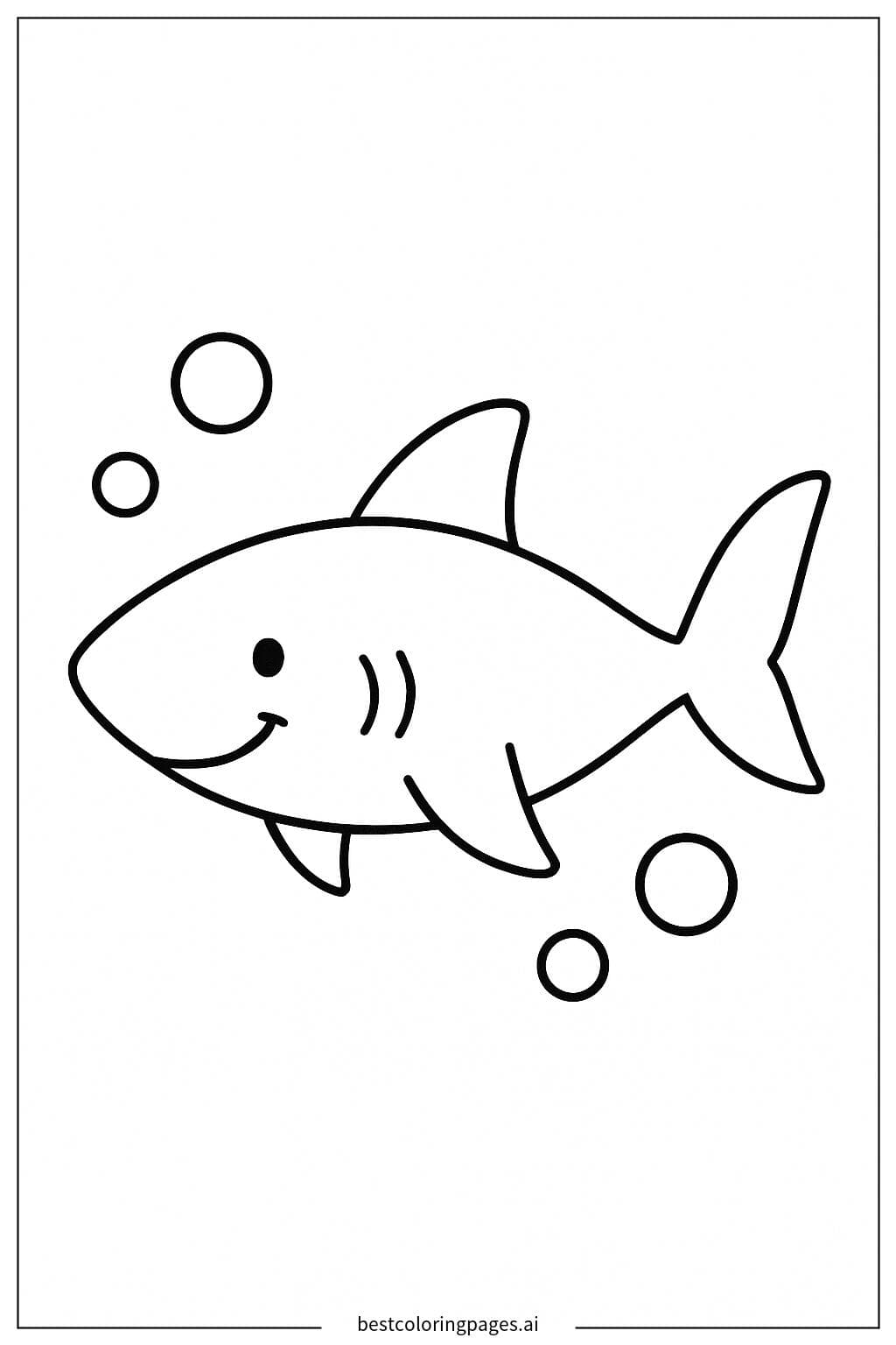 Fun Shark Coloring Page with Bubbles