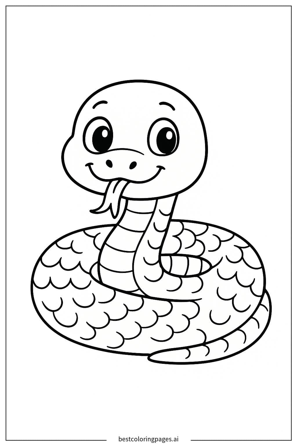 Adorable Coiled Snake Coloring Page