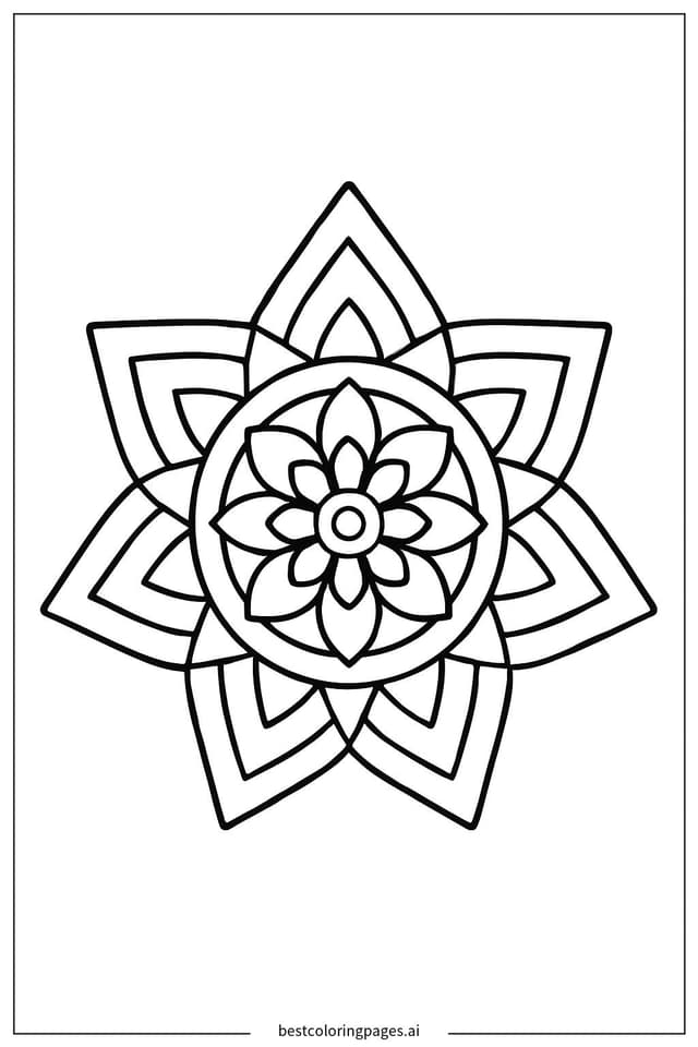 Dibujos de Mandala de Estrella Simple para Colorear