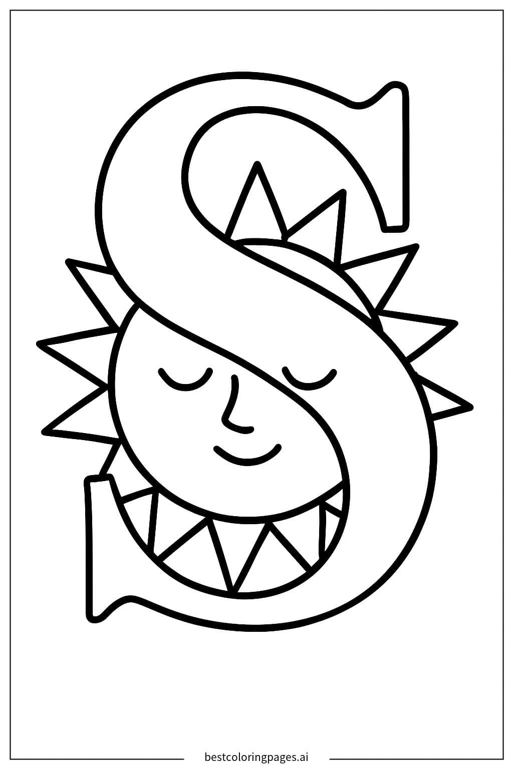 Alphabet Letter S with a Smiling Sun