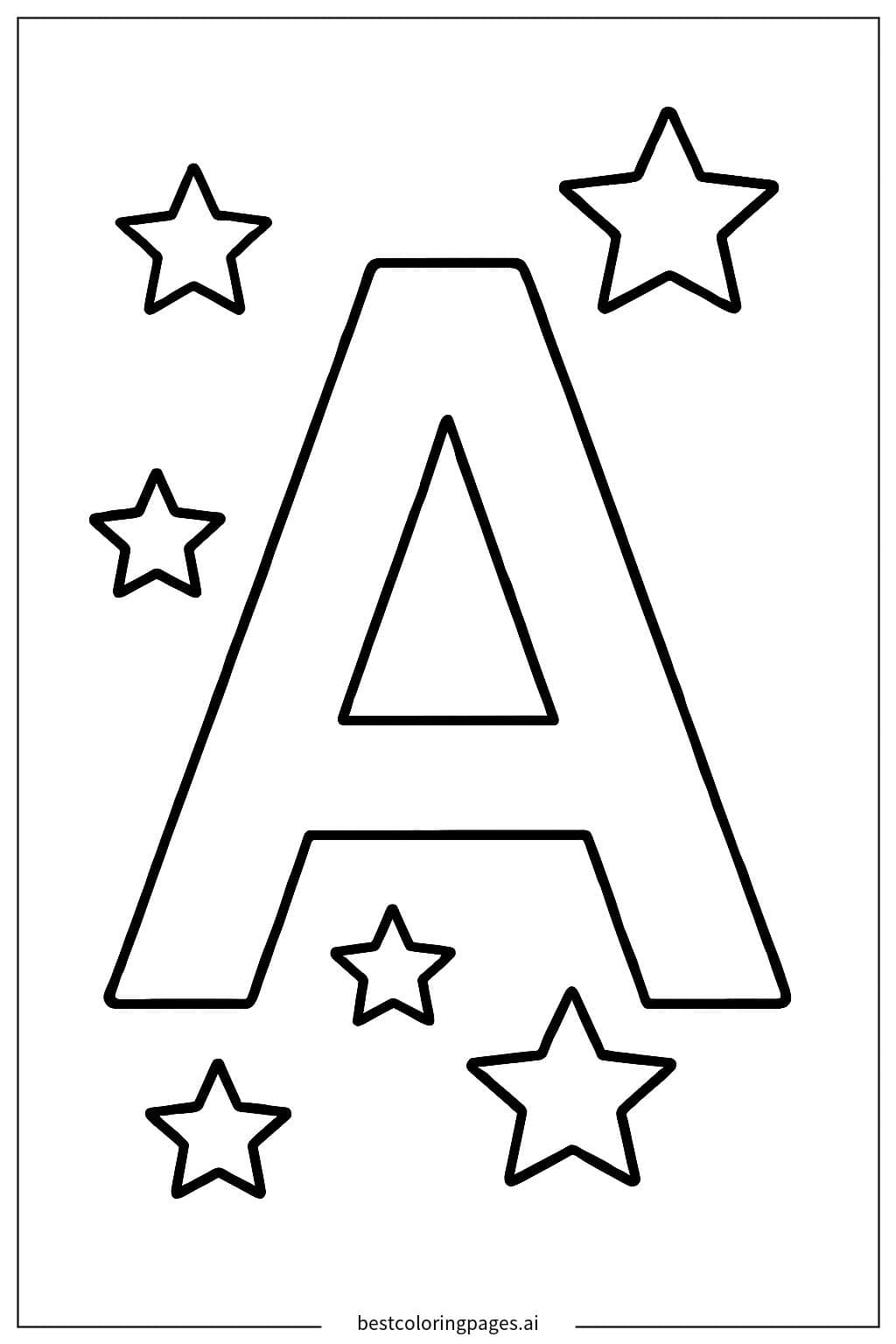 Alphabet Letter A Surrounded by Stars