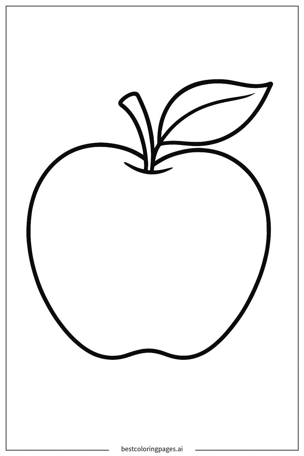 Single Apple with a Leaf