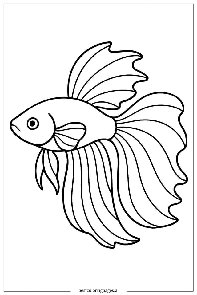 Disegni di Pesce Betta Singolo da Colorare