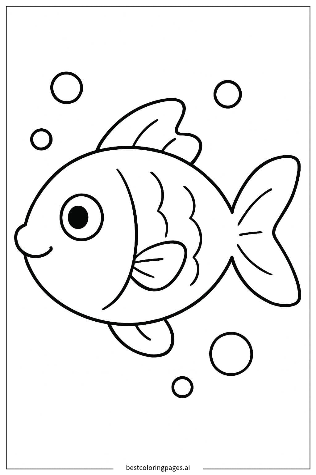 Cheerful Fish Swimming with Bubbles