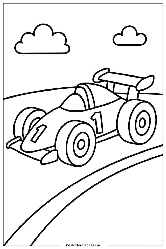 Exciting Race Car on the Track Coloring Pages