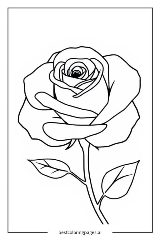 Einzelne Rosenblüte Ausmalbilder