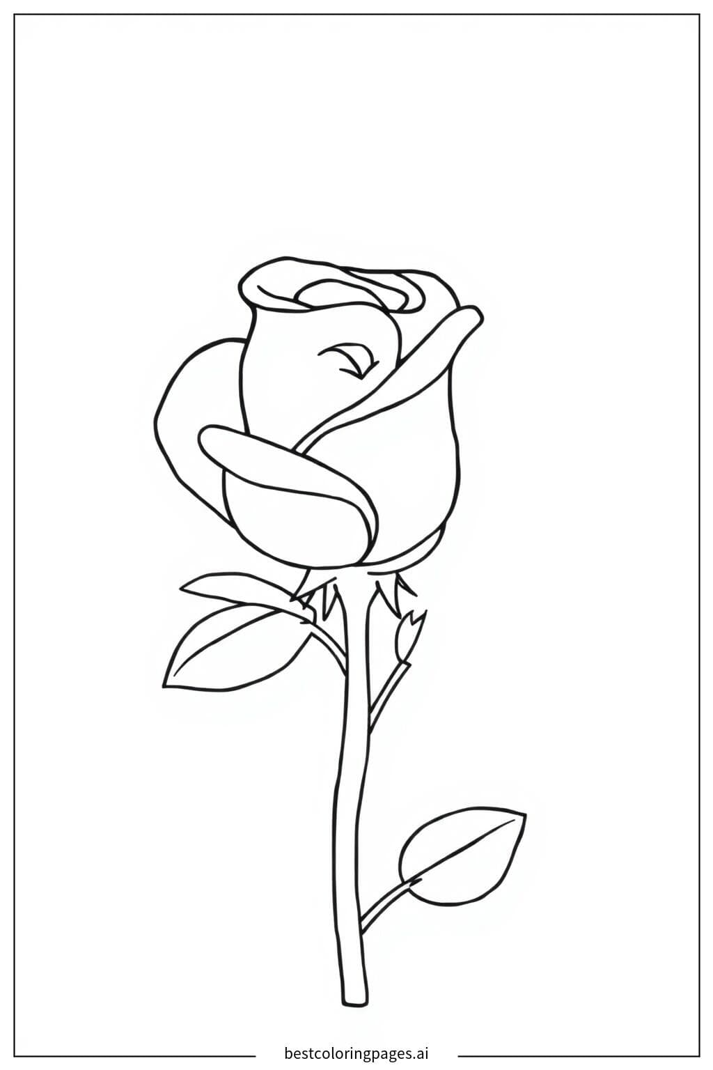 Elegant Single Rose with Leaves