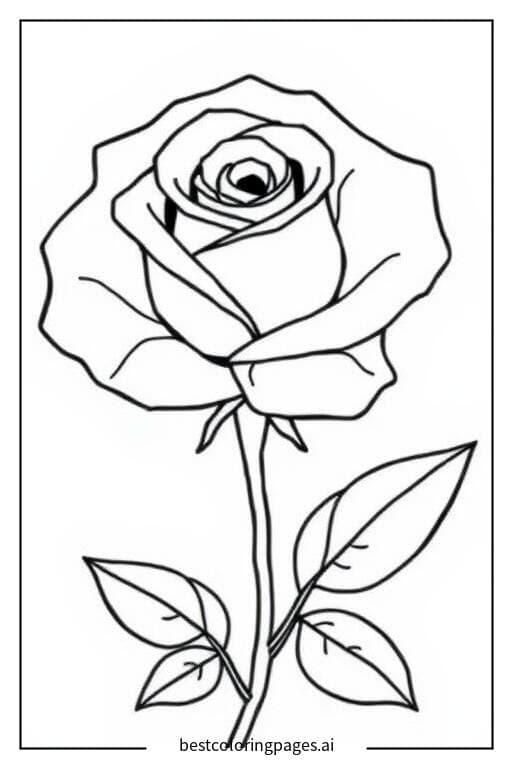 Beautiful Single Rose Coloring Pages