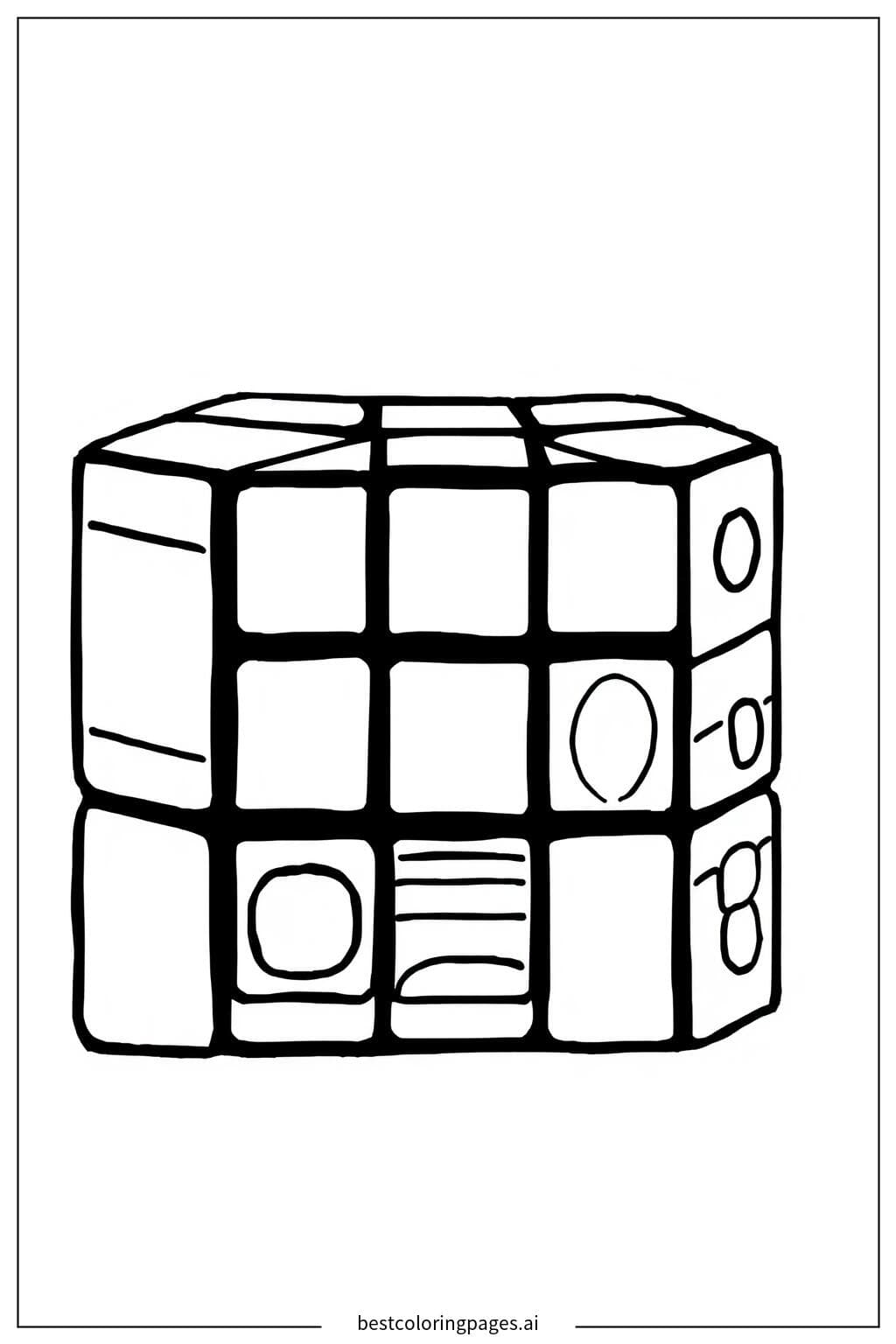 Simple Rubik's Cube Coloring Page with Fun Patterns