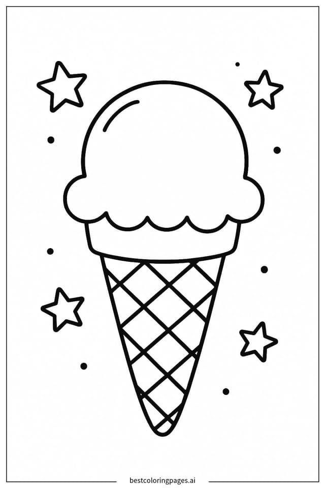 Disegni di Cono gelato con una pallina da Colorare