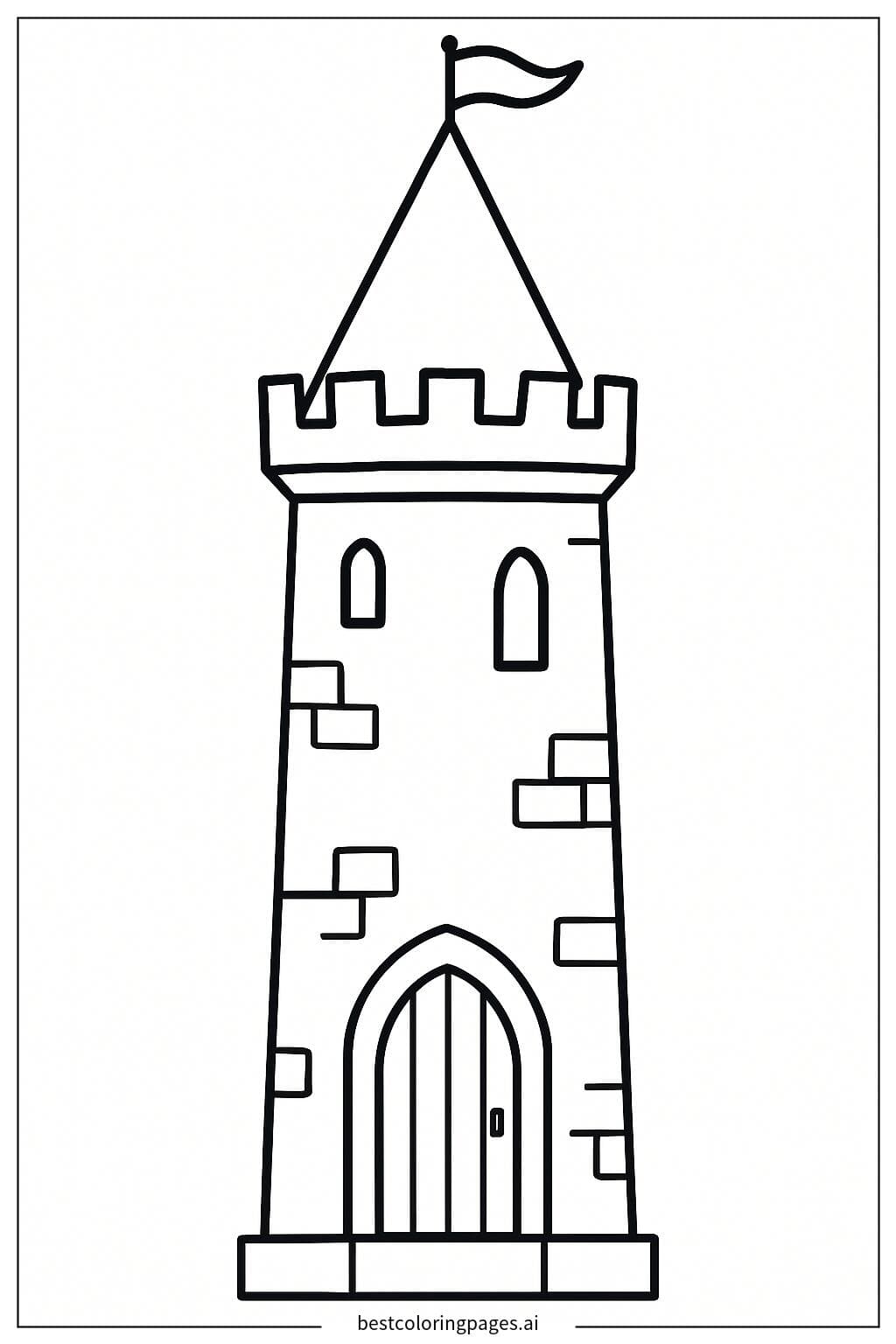 Single Tower Castle Coloring Page