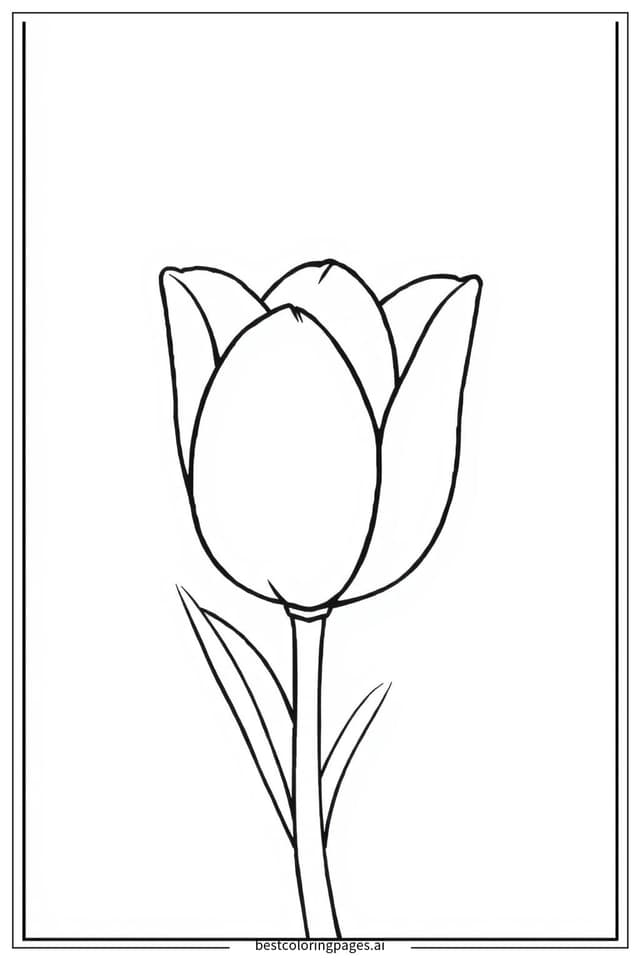 Einzelne blühende Tulpe Ausmalbilder