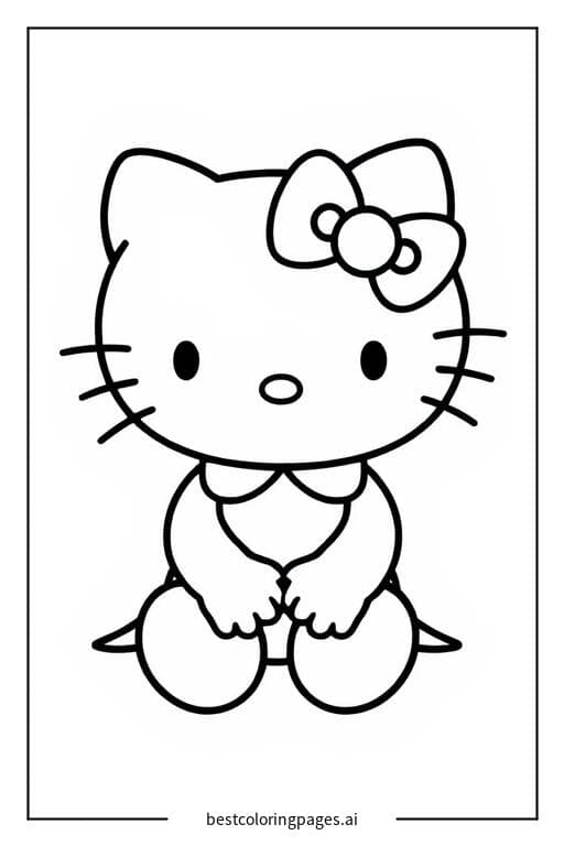 Tranh tô màu Hello Kitty Ngồi