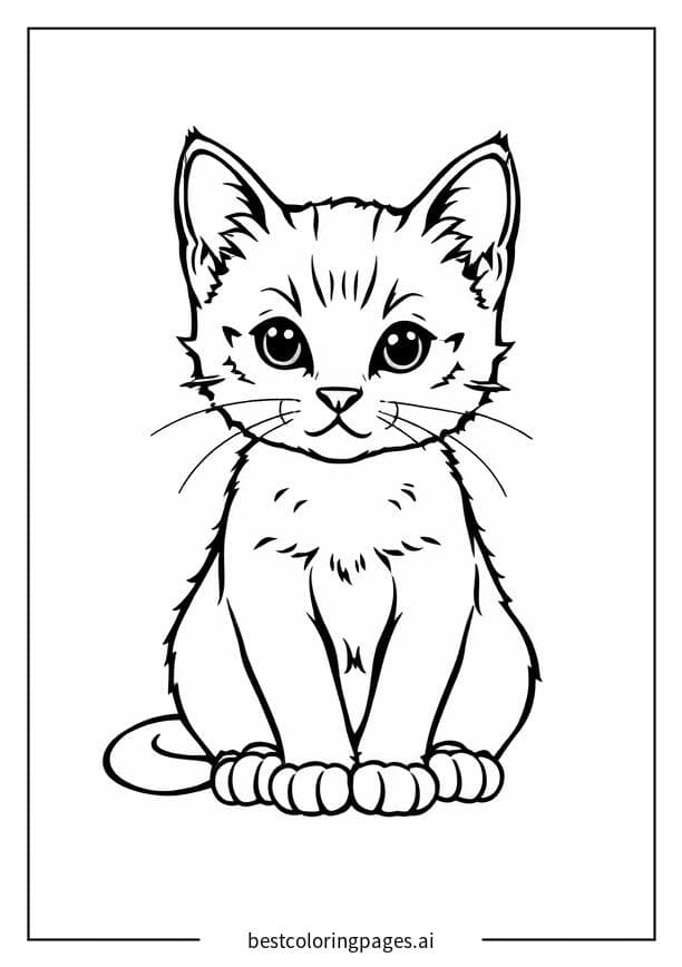 Cute Sitting Kitty Coloring Pages