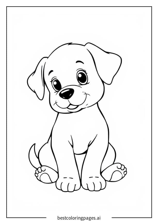 Cute Sitting Puppy Coloring Pages