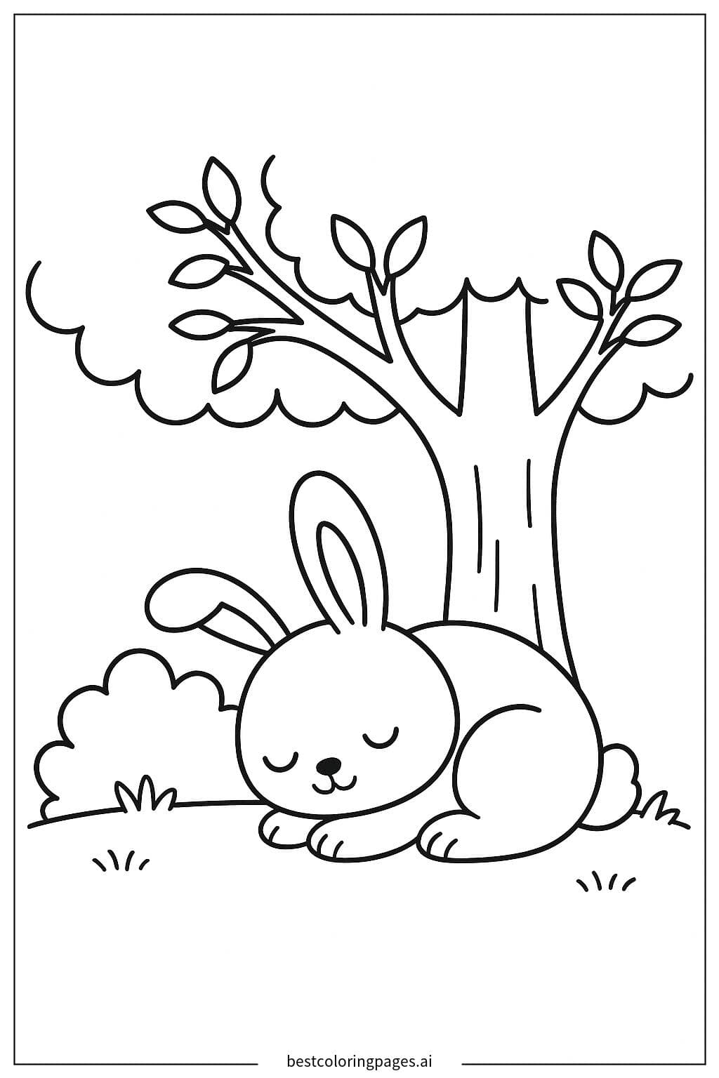Sleeping Bunny Under a Tree