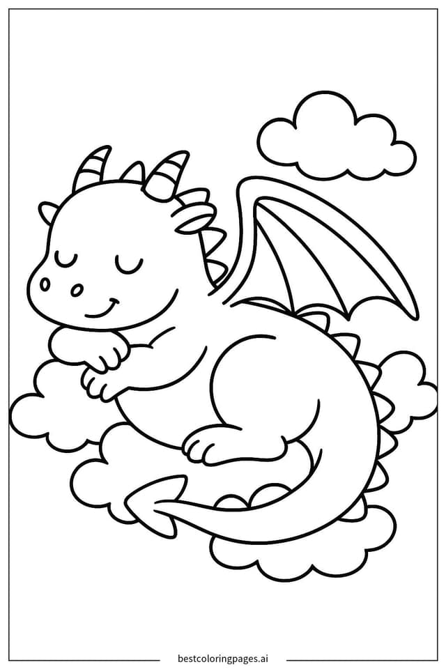 Slumbering Dragon Delight Coloring Page