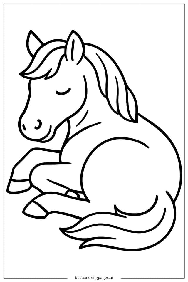 Peaceful Sleeping Horse Coloring Page