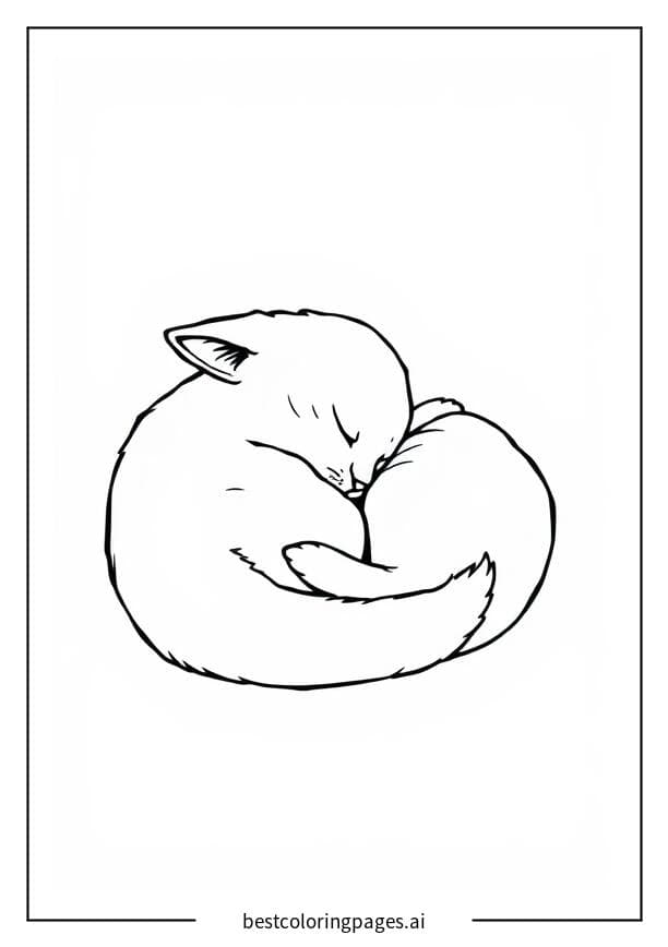 Snoozing Kitty Coloring Pages