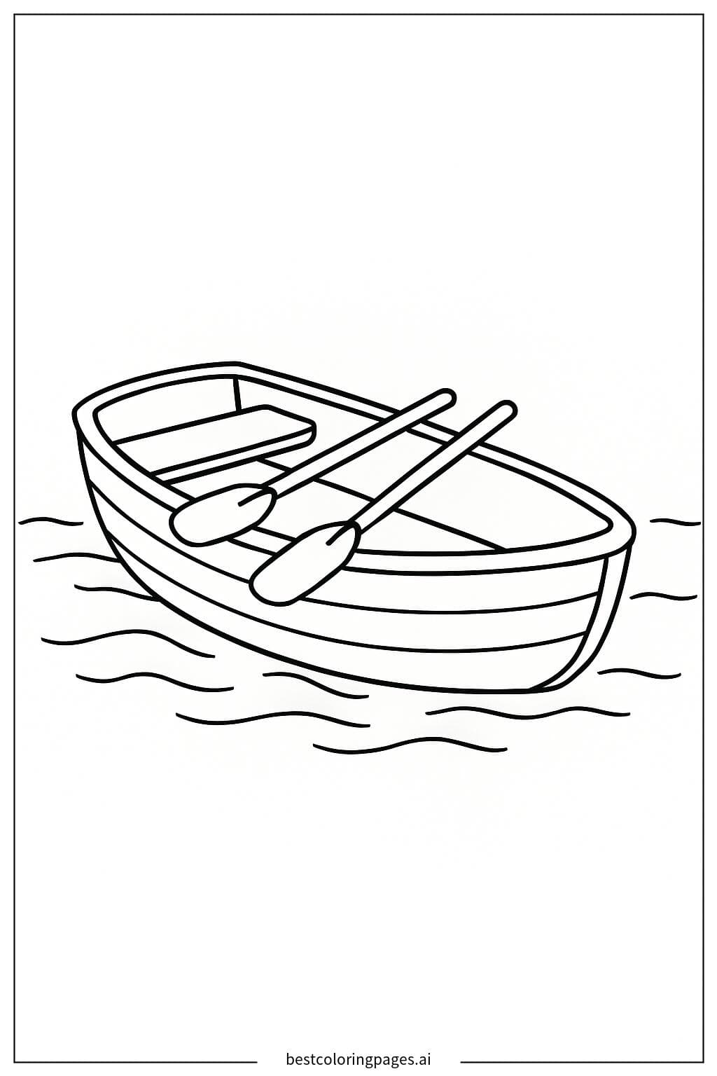 물 위에 떠 있는 작은 노 젓는 배 색칠공부