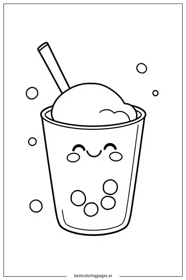 Smiling Boba Pearl Coloring Page
