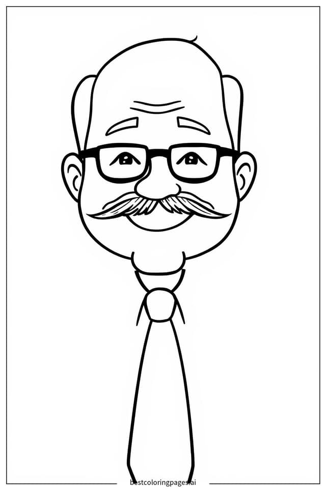 Dibujos de Papá sonriente con corbata para Colorear