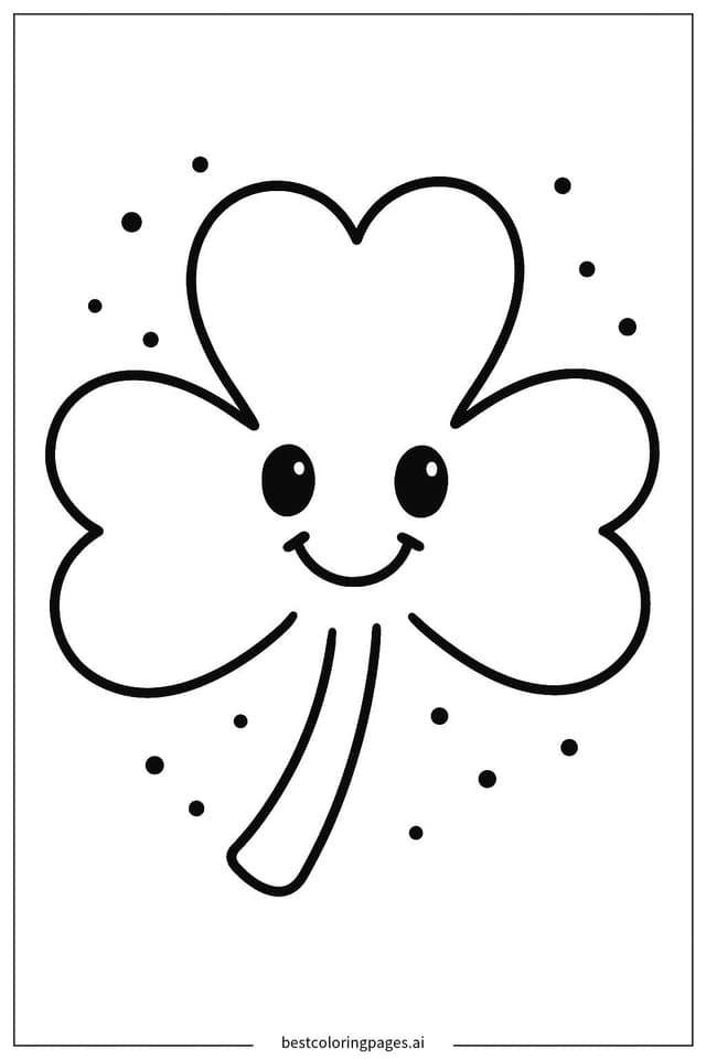 Dibujos de Cara sonriente en un trébol para Colorear