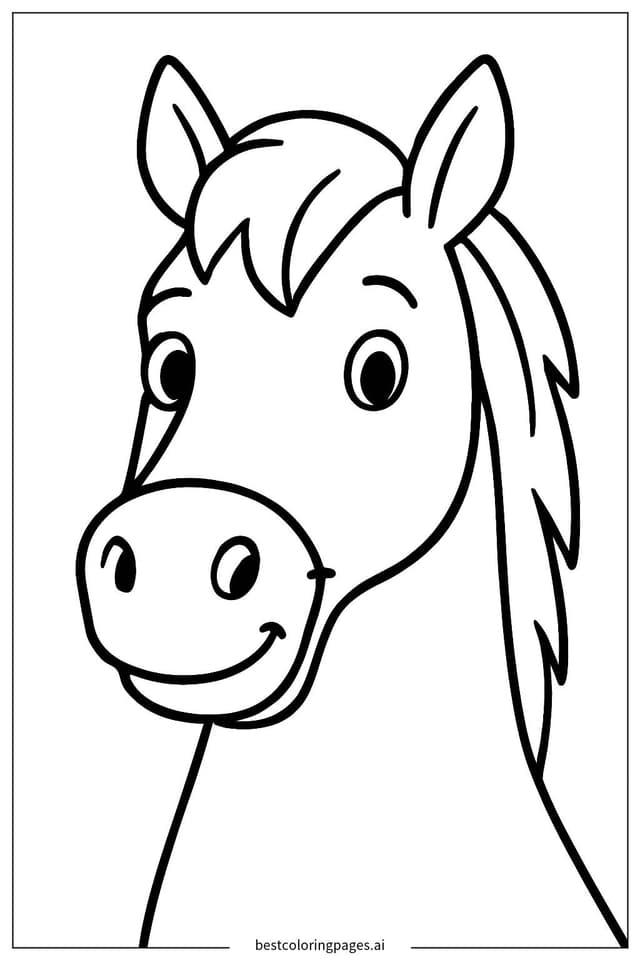Smiling Horse Face Coloring Page