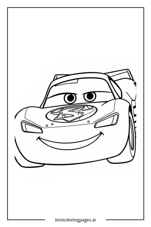 Smiling Lightning McQueen Coloring Page
