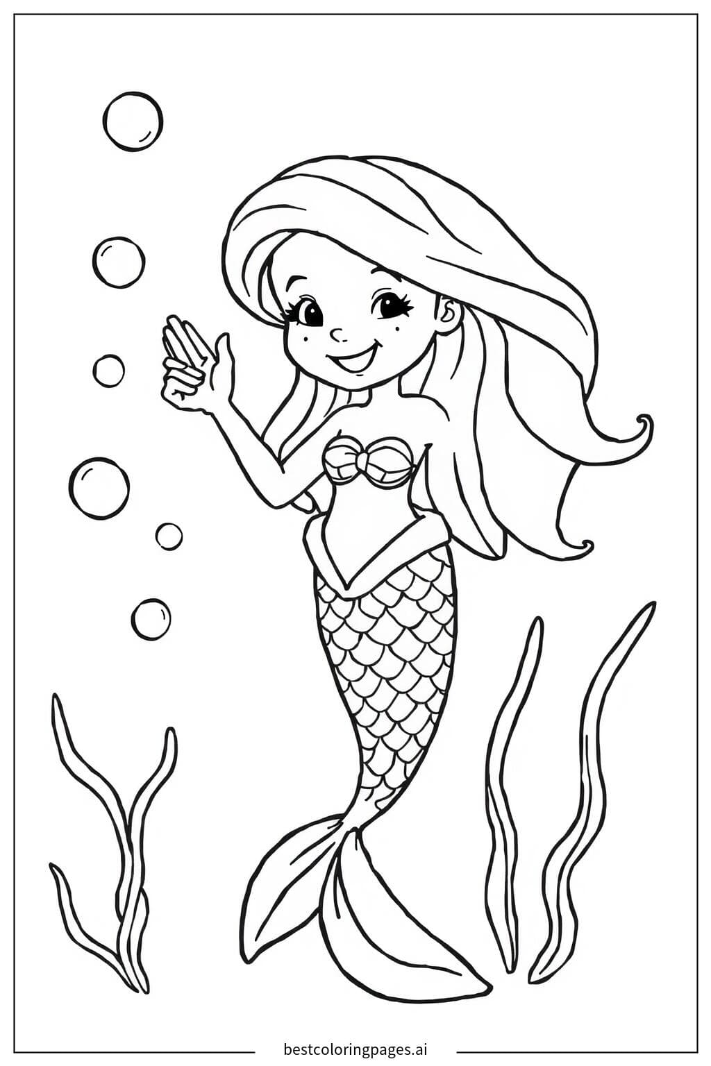微笑美人魚揮手