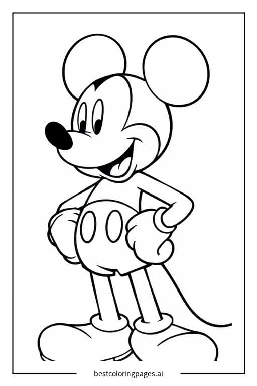Smiling Mickey Coloring Pages