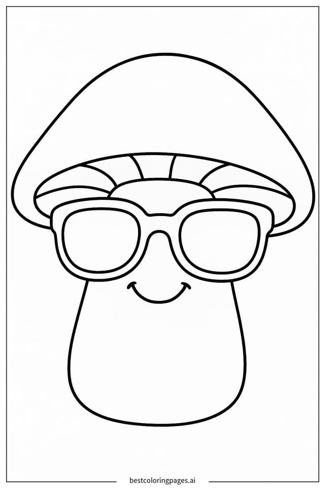 Dibujos de Hongo sonriente con gafas de sol para Colorear