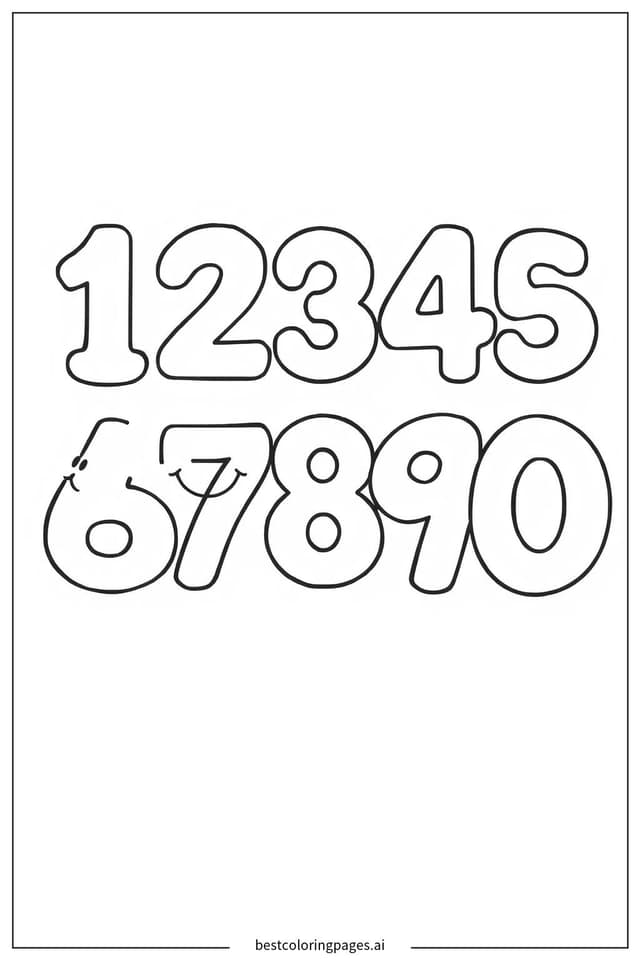 Cheerful Numbers from 1 to 10 Coloring Pages