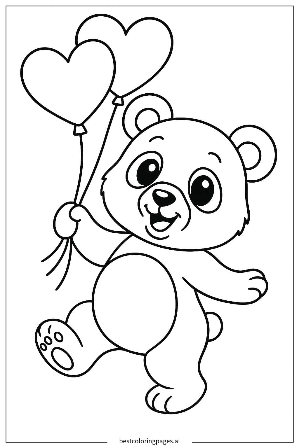 Lächelnder Panda mit Herzballons