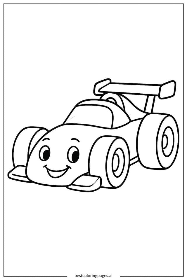 Cheerful Race Car Coloring Pages