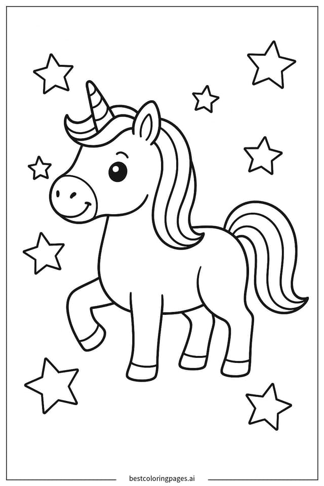 Lächelndes Regenbogen-Einhorn Ausmalbilder