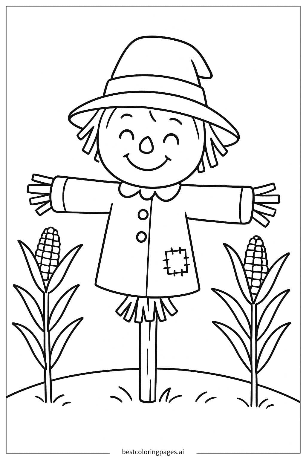 Cheerful Scarecrow in the Cornfield