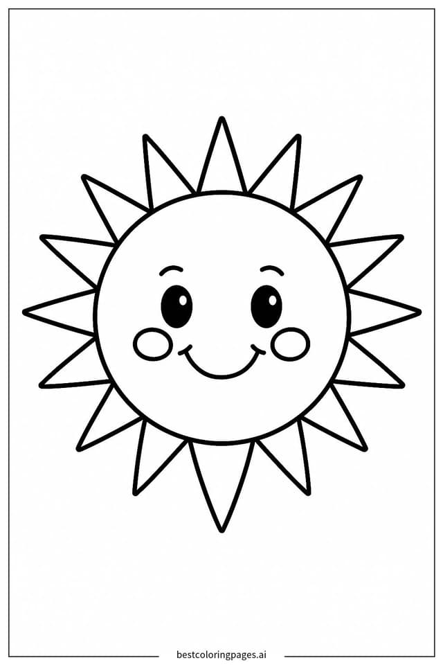 Cheerful Sun with Radiant Rays Coloring Pages