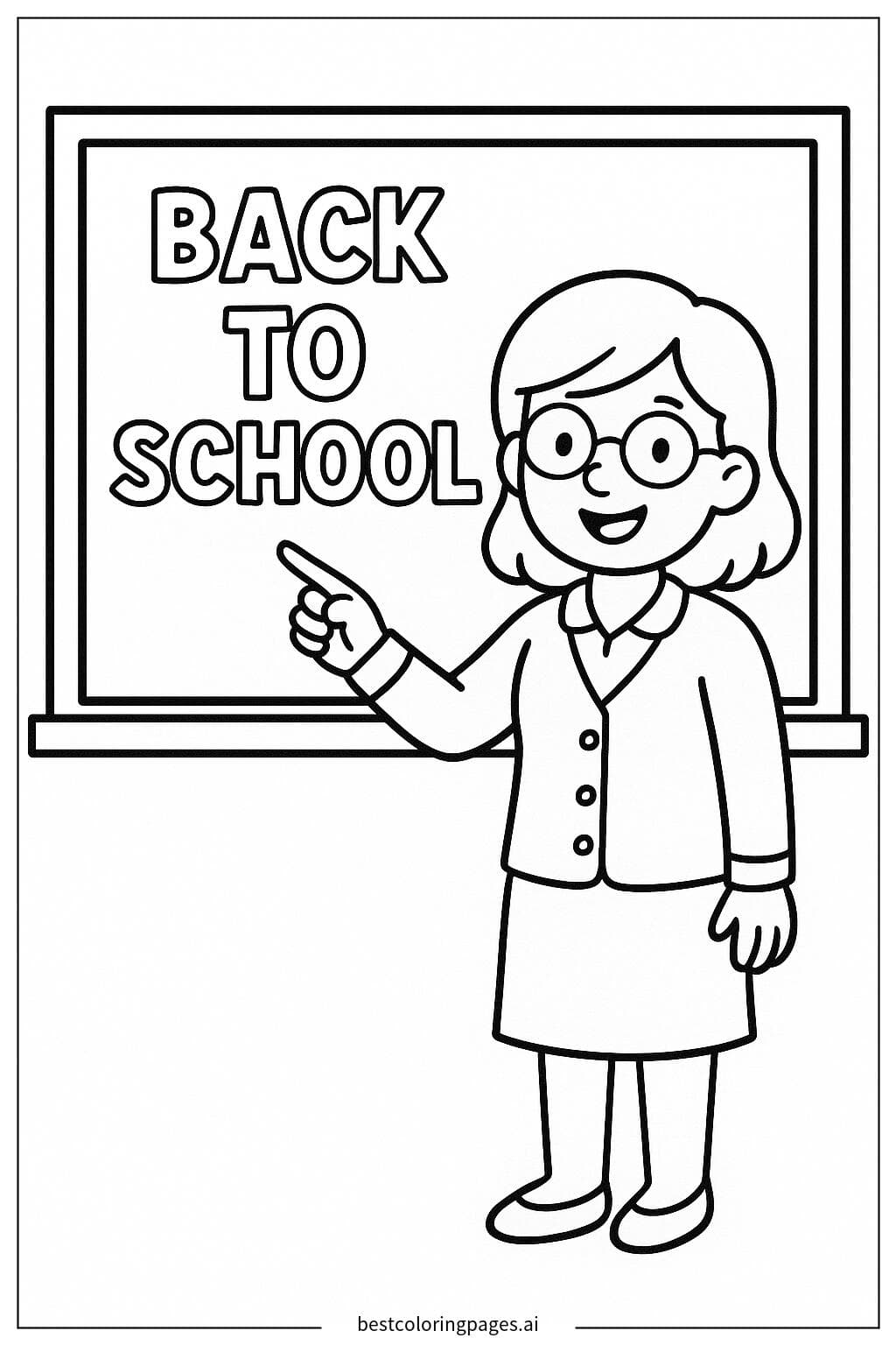 Smiling Teacher Back to School Coloring Page