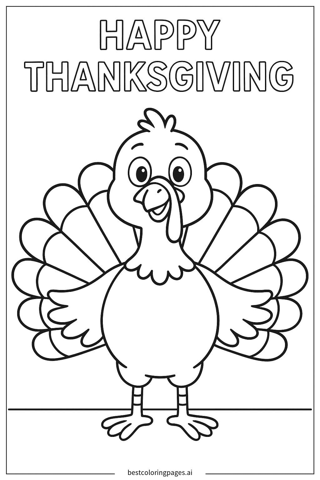 Happy Thanksgiving Turkey with Vibrant Feathers
