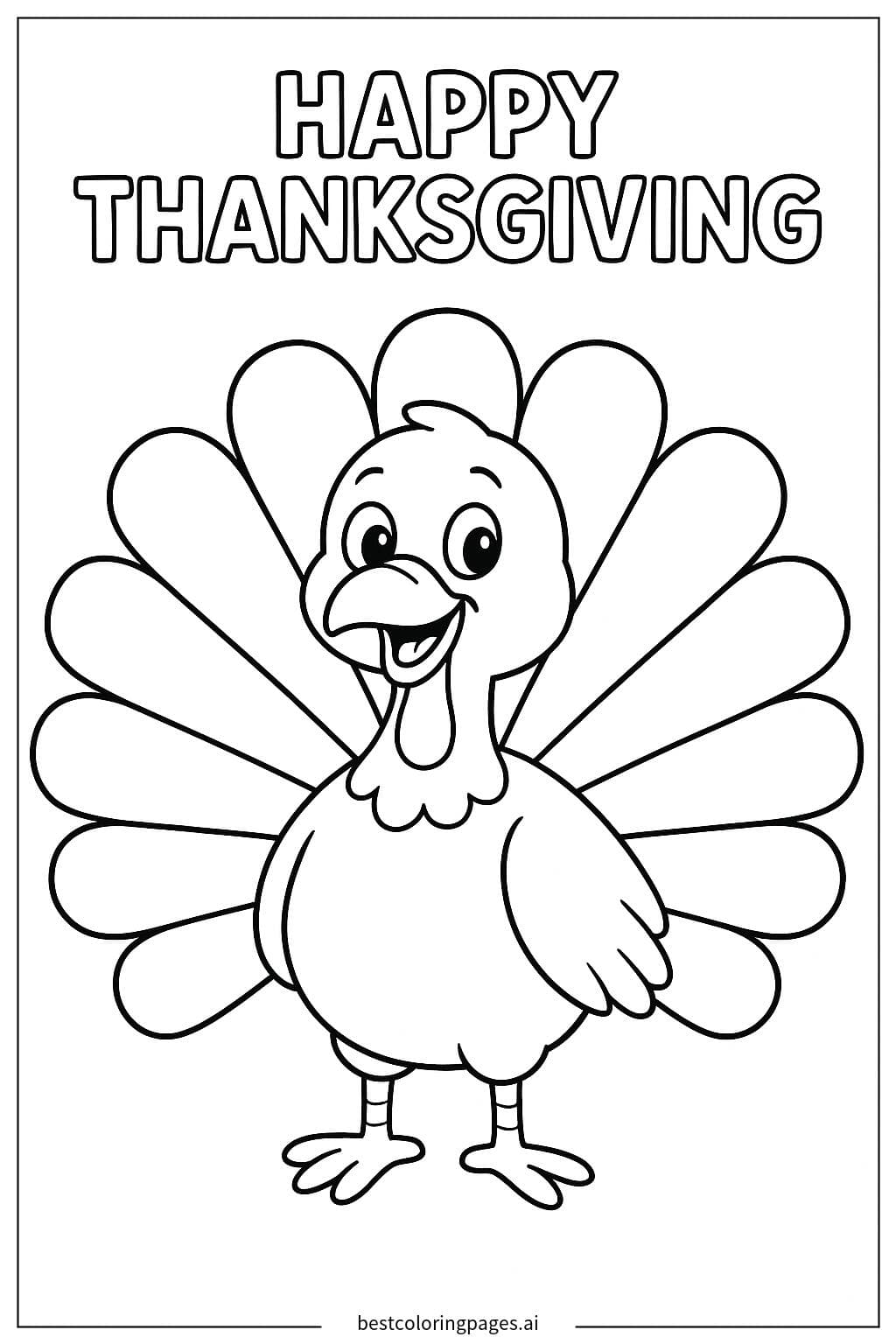 Smiling Turkey Coloring Page